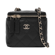 Chanel Small Classic Vanity with Chain Grained Calfskin & Gold Black (Inside Mirror)