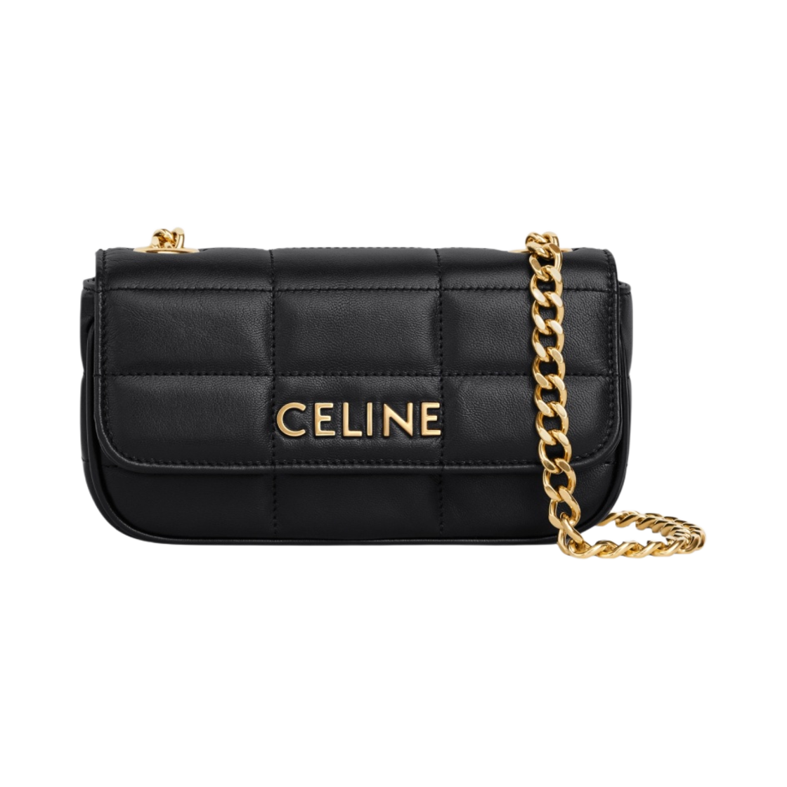 셀린느 마틀라세 모노크롬 셀린느 퀼티드 카프스킨 미니 숄더 체인 블랙(Celine Mini Shoulder Chain Matelasse Monochrome Celine in Quilted Calfskin Black) - 1