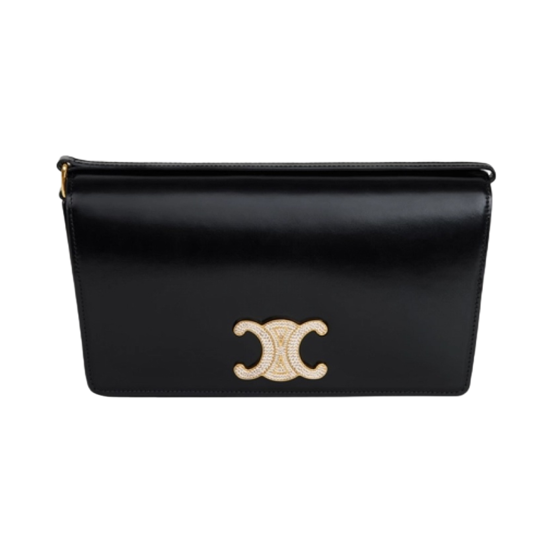 셀린느 스트라스 클로저 샤이니 카프스킨 트라피즈 트리옹프 백 블랙(Celine Trapeze Triomphe Bag with Strass Closure in Shiny Calfskin Black) - 1