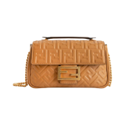 Fendi Baguette Chain Midi Leather Bag Caramel