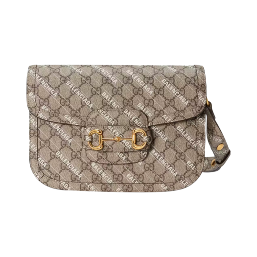Gucci x Balenciaga The Hacker Project Small Gucci Horsebit 1955 Handbag Beige Ebony