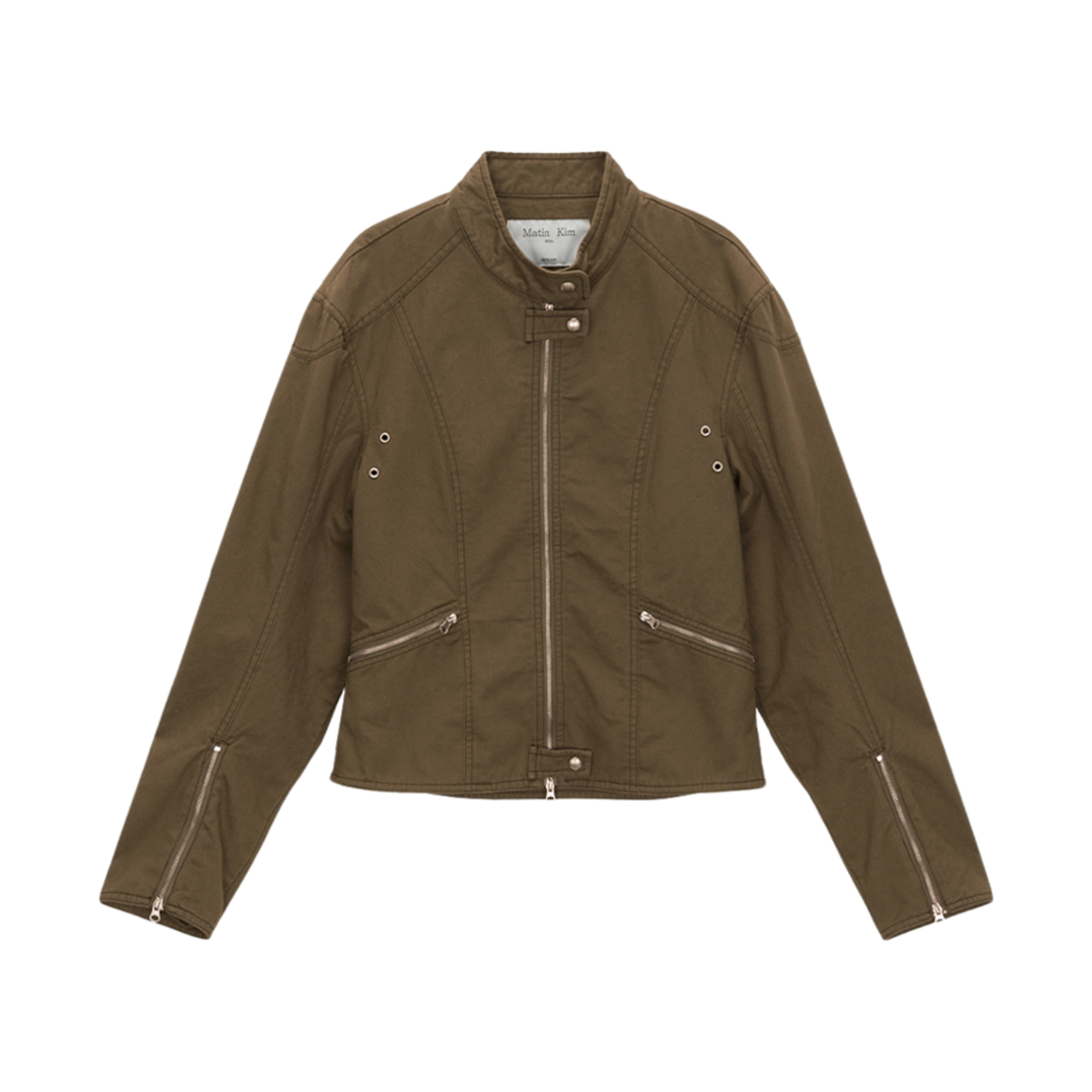 (W) 마뗑킴 코튼 바이커 점퍼 카키((W) Matin Kim Cotton Biker Jumper Khaki)