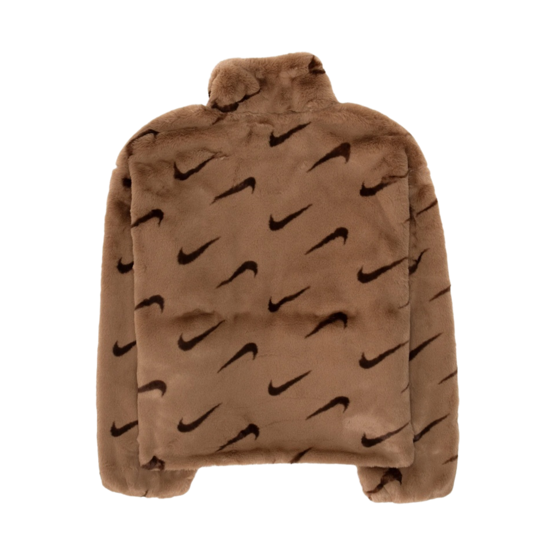 (W) 나이키 NSW 플러시 프린티드 포우 퍼 자켓 다크 드리프트우드 - 아시아((W) Nike NSW Plush Printed Faux Fur Jacket Dark Driftwood - Asia) - 2