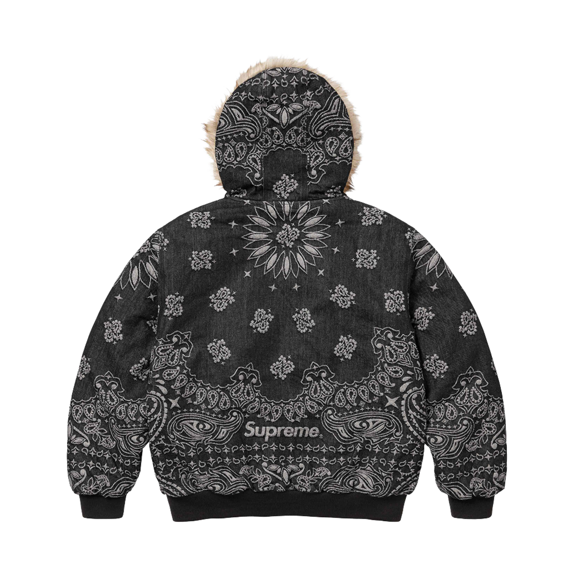 슈프림 반다나 자카드 데님 후드 워크 자켓 블랙 - 25SS(Supreme Bandana Jacquard Denim Hooded Work Jacket Black - 25SS) - 3