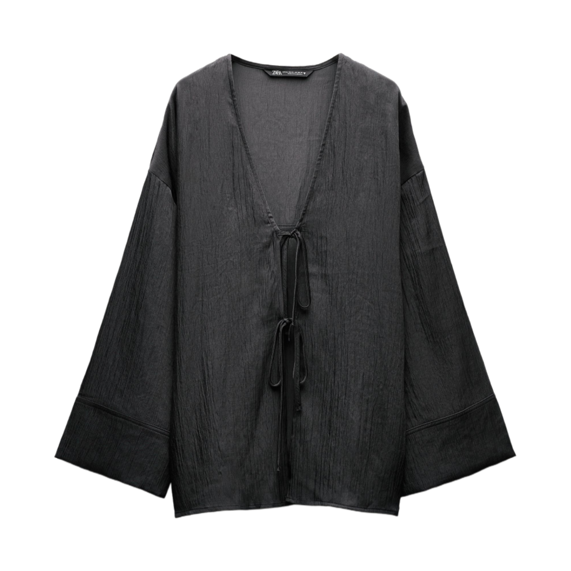 (W) 자라 텍스처드 기모노 셔츠 워시드 페트롤((W) Zara Textured Kimono Shirt Washed Petrol) - 1