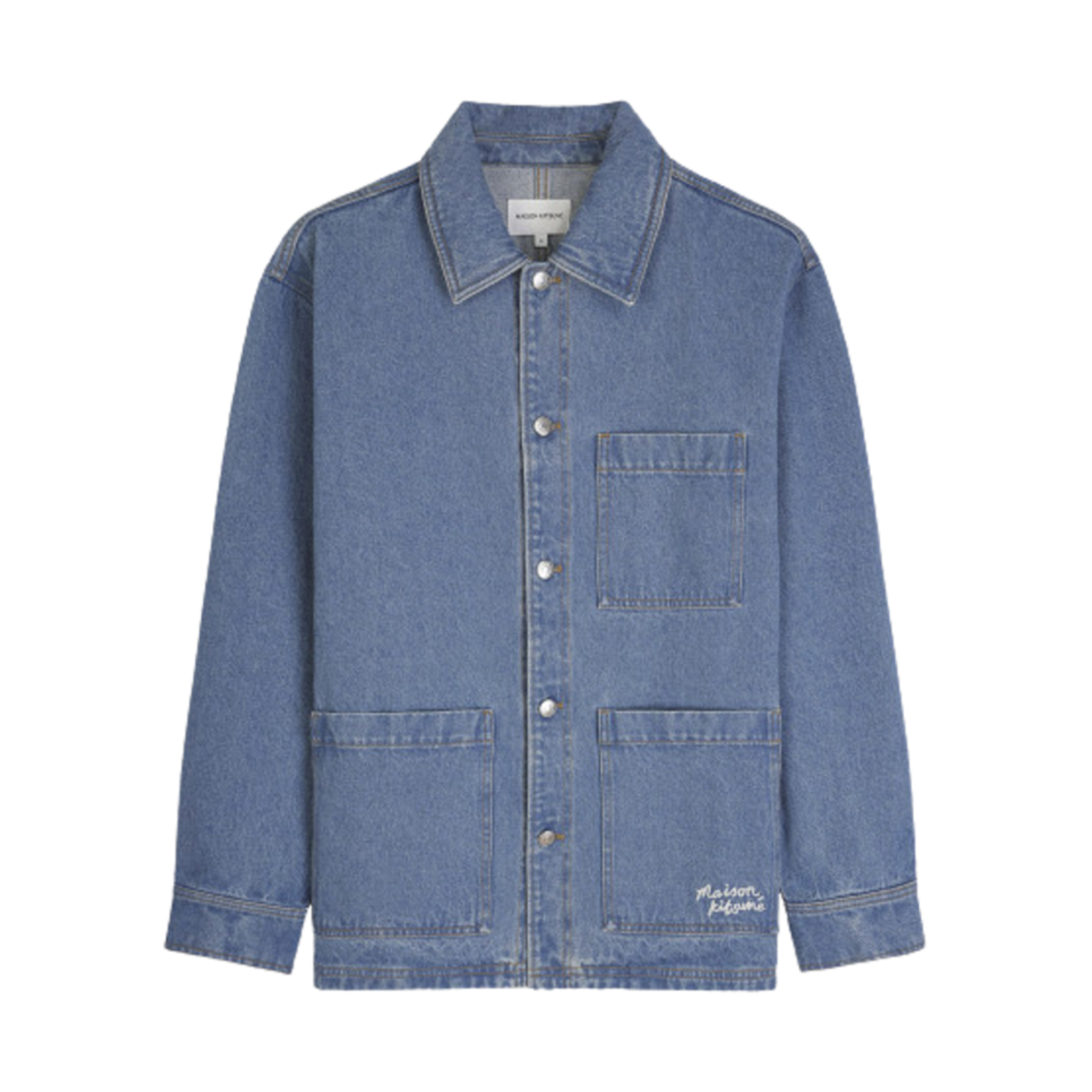 MM00415WW5023-P413 Maison Kitsune Denim Workwear Jacket Light Stone Indigo
