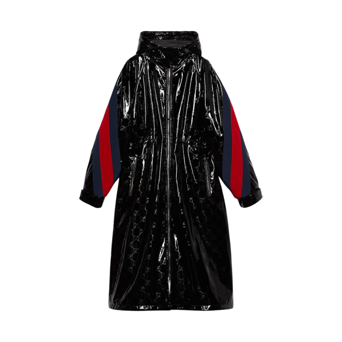771717-ZAPKY-1043 (W) Gucci GG Lacquer Fabric Coat with Web Black - 대표 이미지 #1