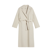 (W) S Max Mara Esturia Long Wool Coat Ecru