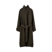 Lemaire Caban Wool Wrap Coat Pewter Green