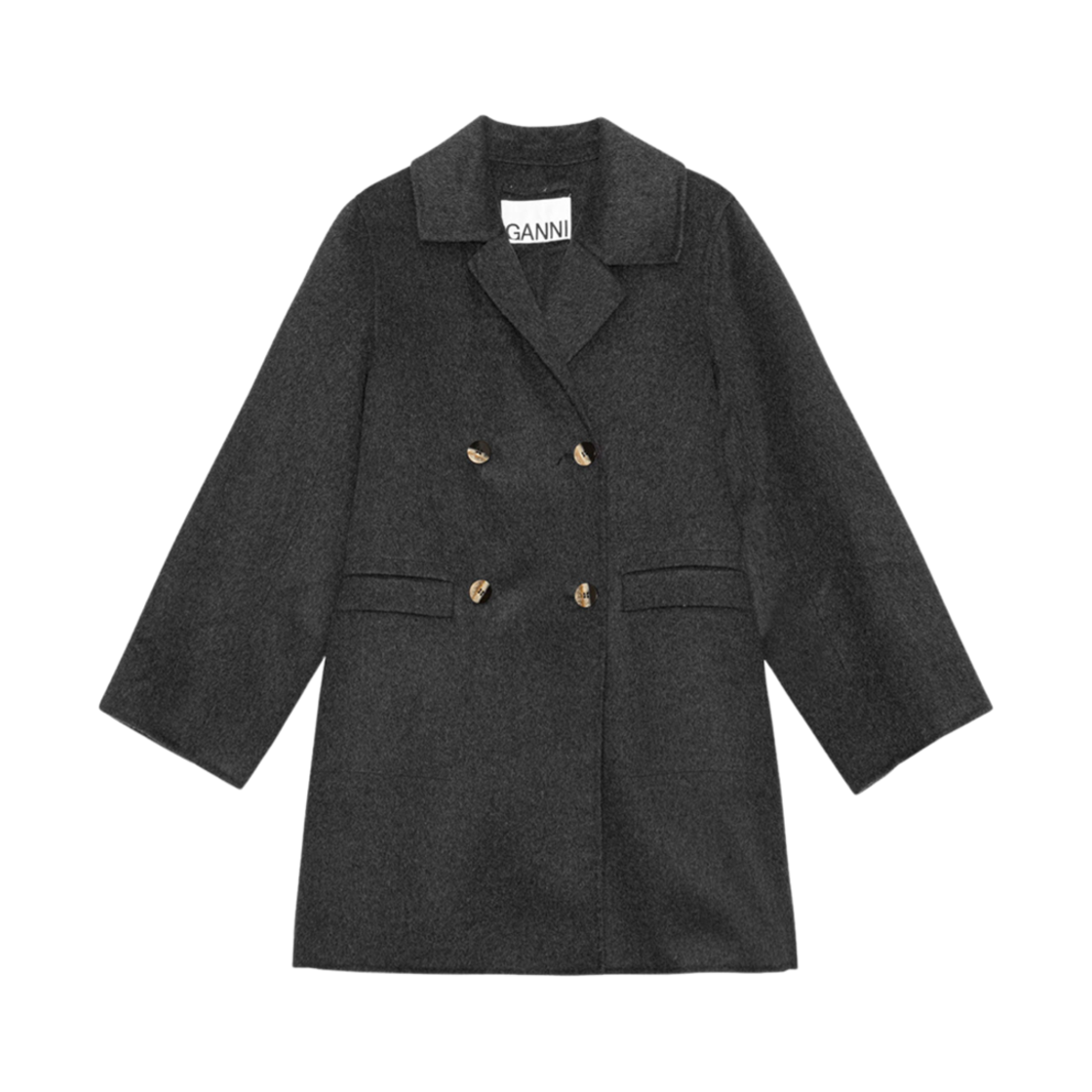 (W) 가니 울 미디 자켓 팬텀((W) Ganni Wool Midi Jacket Phantom) - 1