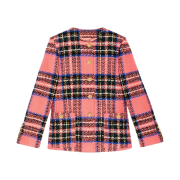 (W) Gucci Tartan Check Wool Boucle Jacket Pink Blue