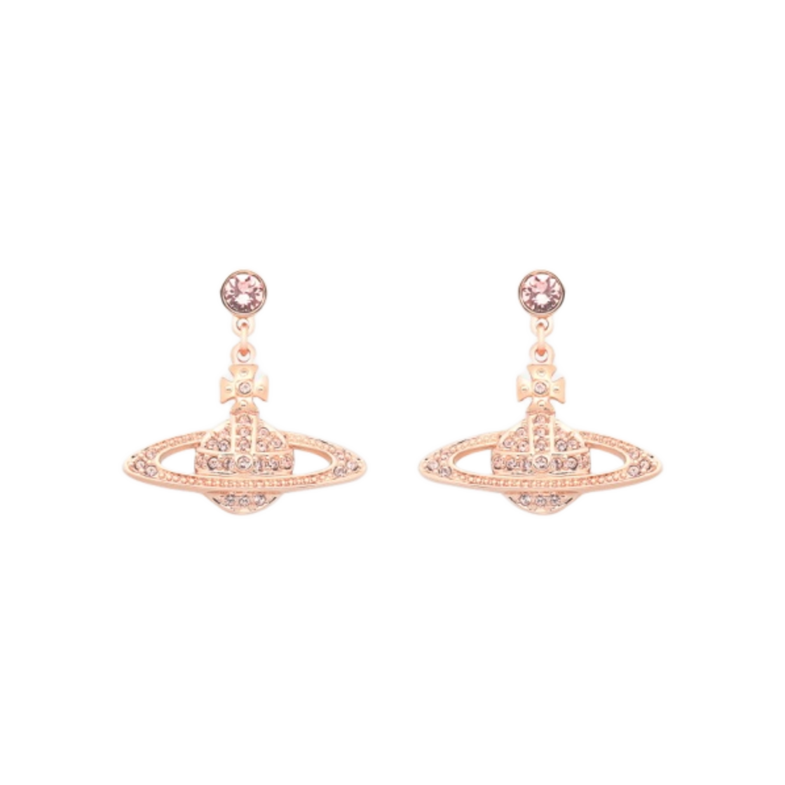 (W) 비비안 웨스트우드 미니 바스 릴리프 드롭 이어링 핑크 골드((W) Vivienne Westwood Mini Bas Relief Drop Earrings Pink Gold)