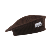 (W) Ganni Structured Rib Beret Hot Fudge