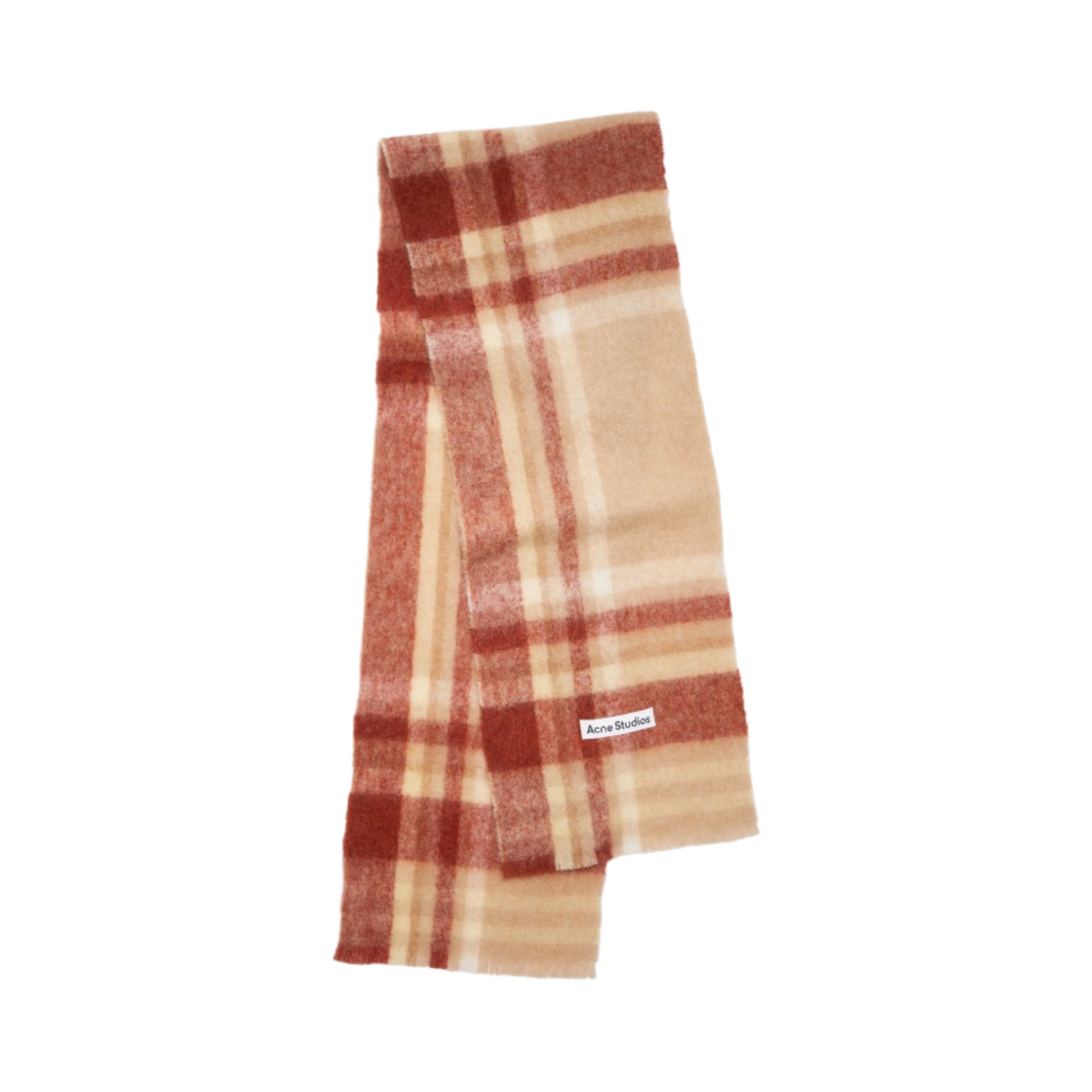 아크네 스튜디오 체크 머플러 베이지 러스트 레드(Acne Studios Checked Muffler Beige Rust Red) - 1