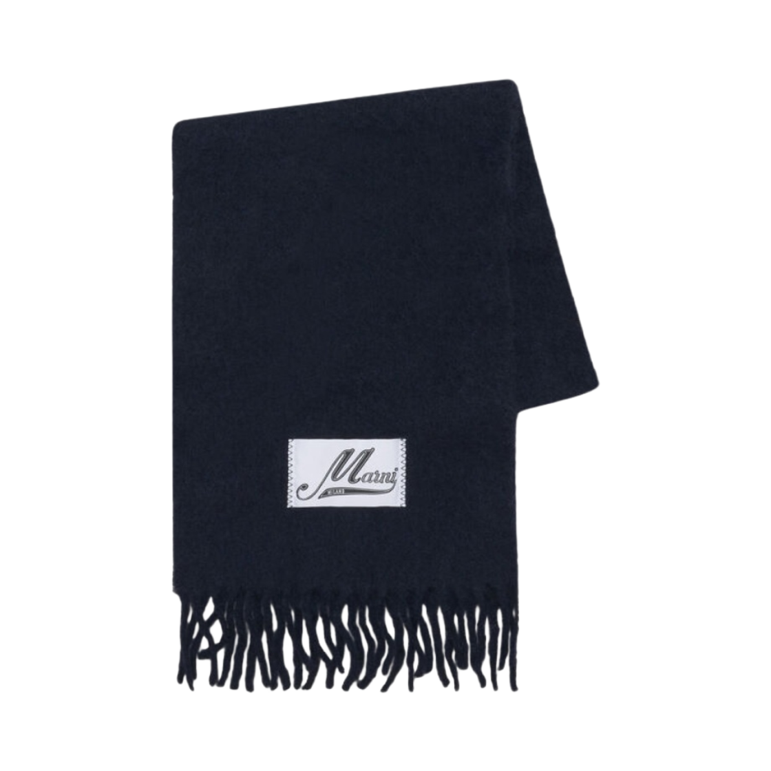 ASZC0005A0-UTW918-00B99 Marni Deep Blue Alpaca Scarf Blublack