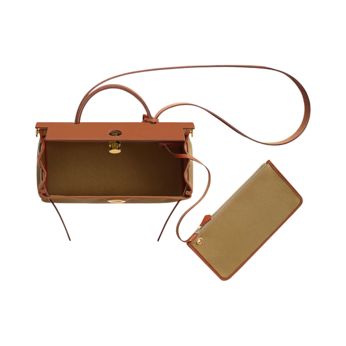 에르메스 에르백 집 31 백 르투르네 & 골드 하드웨어 뿌시에르 포브(Hermes Herbag Zip 31 Bag Retourne & Gold Poussiere Fauve) - 4
