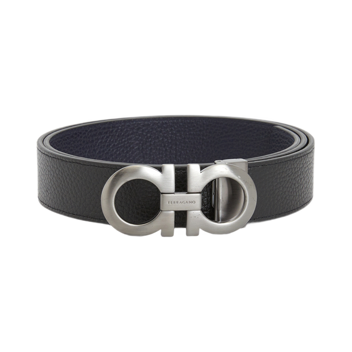 675542-776307 Ferragamo Gancini Reversible Belt Navy
