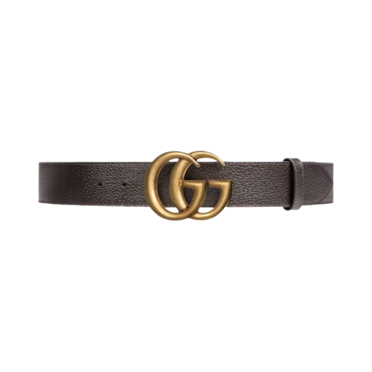 Gucci GG Marmont Wide Leather Belt with Double G Buckle Dark Brown