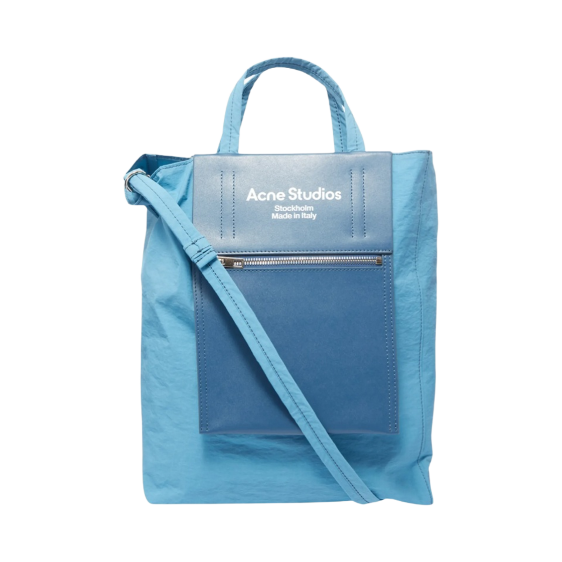 아크네 스튜디오 종이 질감 리사이클드 나일론 토트백 파우더 블루(Acne Studios Papery Recycled Nylon Tote Bag Powder Blue)