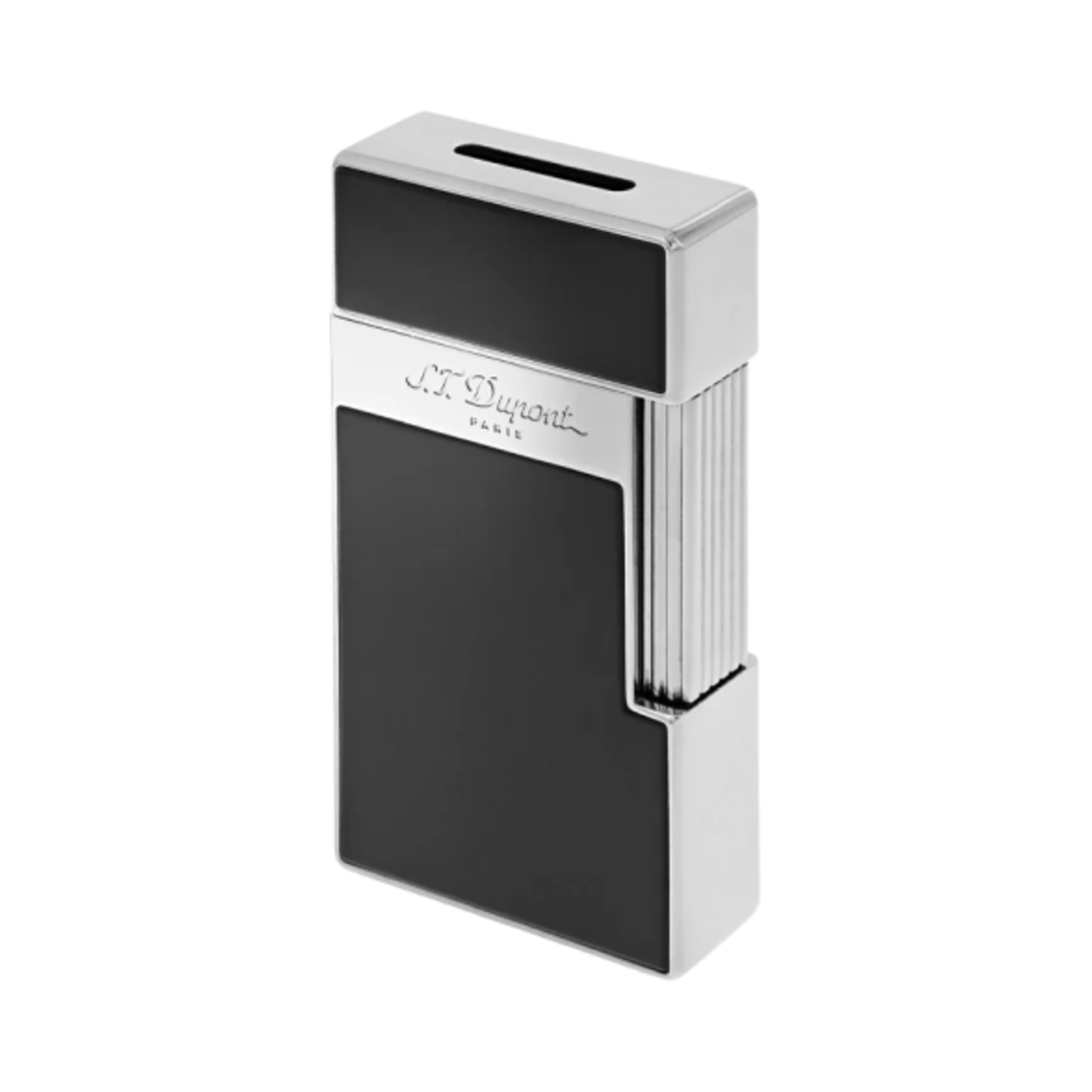 S.T. 듀퐁 비기 샤이니 래커 라이터 블랙 실버(S.T. Dupont Biggy Shiny Lacquer Lighter Black Silver)