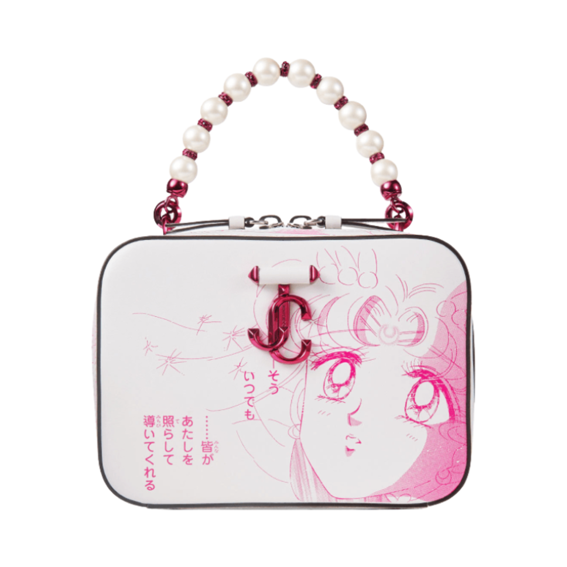 지미추 x 미소녀 전사 세일러문 슈퍼 세일러 문 애비뉴 베니티 백 핑크 화이트(Jimmy Choo x Pretty Guardian Sailor Moon Super Sailor Moon Avenue Vanity Bag Pink White)