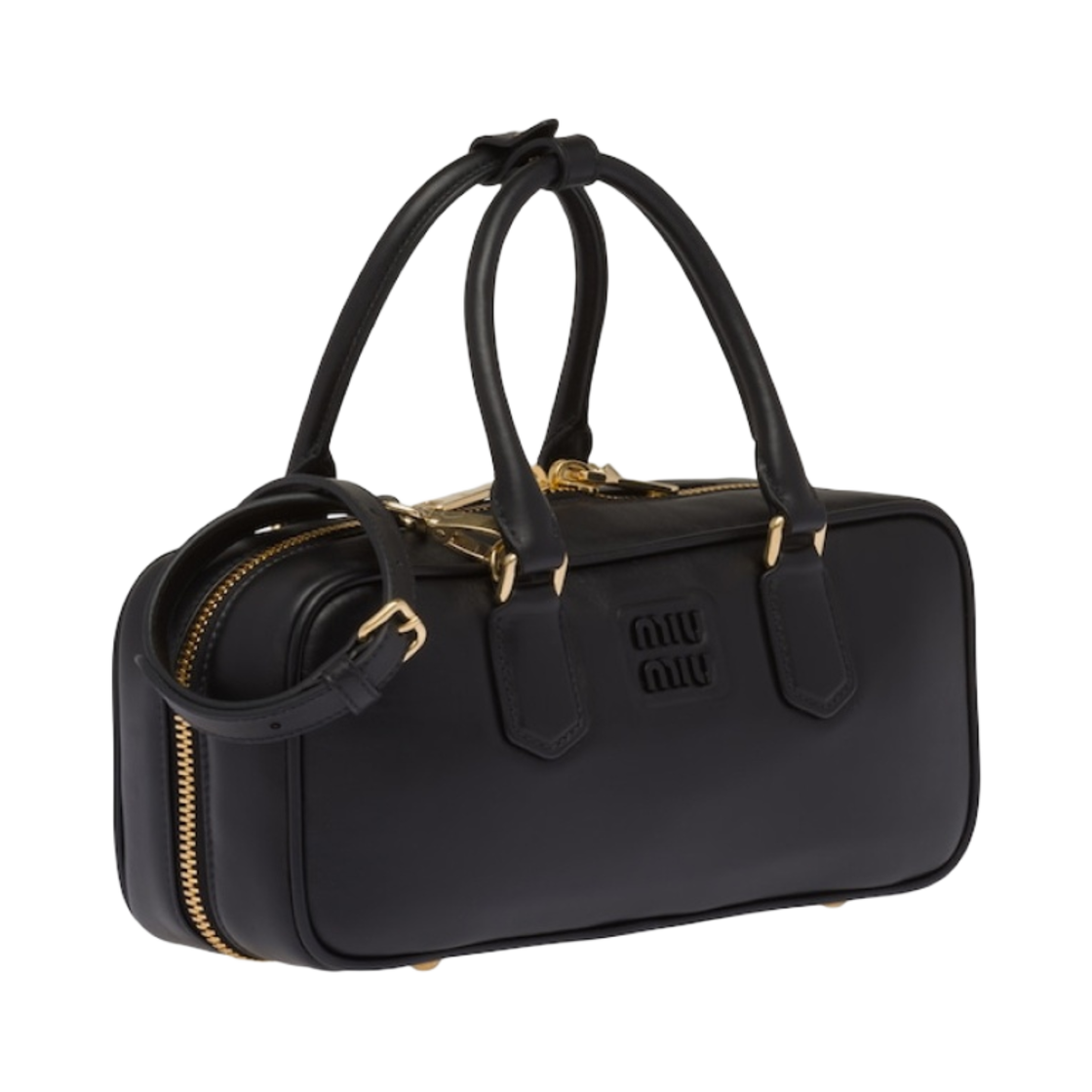 미우 미우 가죽 탑 핸들백 블랙(Miu Miu Leather Top Handle Bag Black) - 2