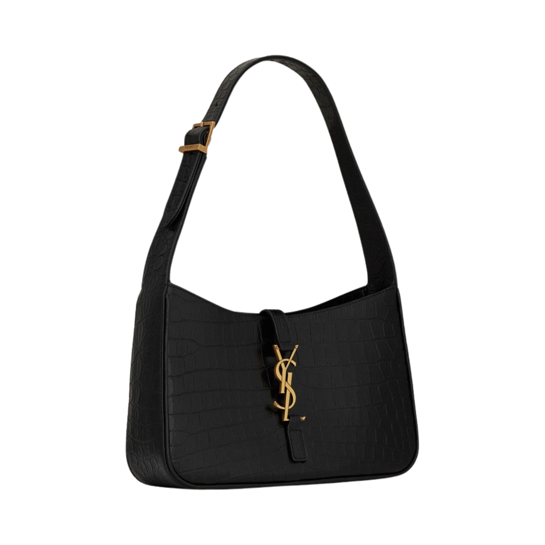 생로랑 크로커다일 엠보스 샤이니 레더 브론즈 모노그램 르 5 아 7 호보백 블랙(Saint Laurent Bronze Monogram Le 5 A 7 Hobo Bag in Crocodile Embossed Shiny Leather Black) - 2