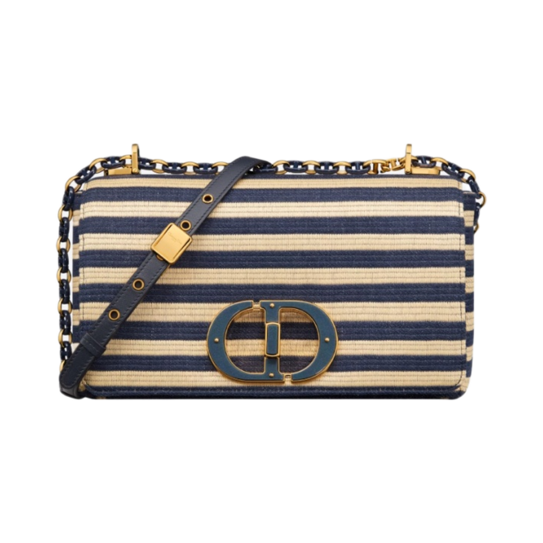 디올 미디움 카로백 마리니에르 라피아 내츄럴 데님 블루(Dior Medium Caro Bag Mariniere Raffia Natural Denim Blue) - 1