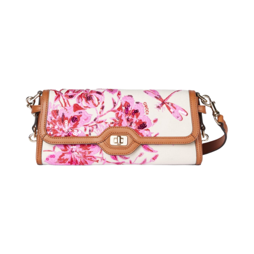 Gucci Luce Small Shoulder Bag White Pink Brown