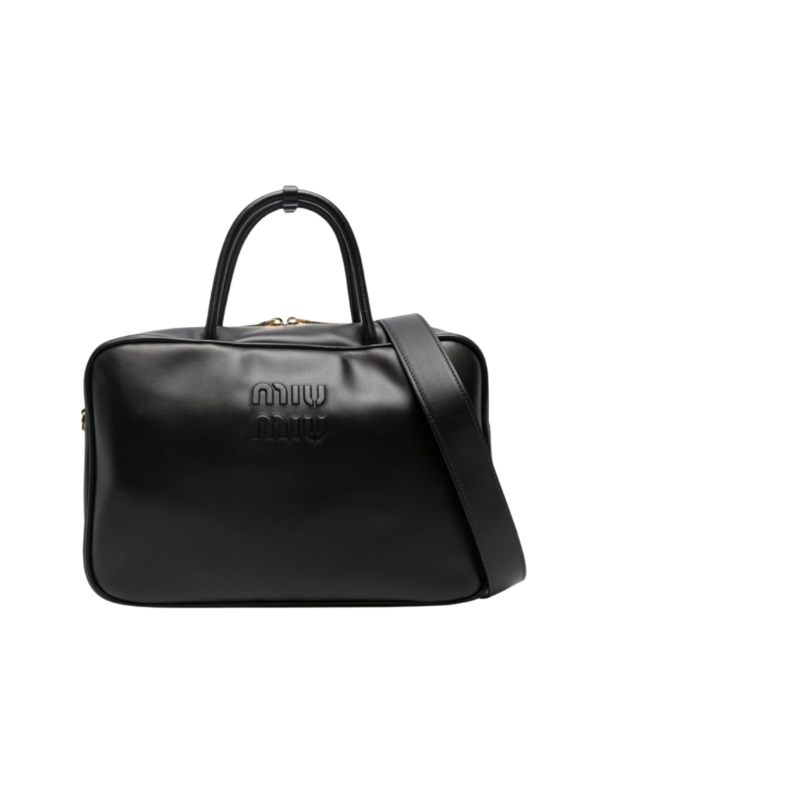 미우 미우 가죽 스트랩 탑 핸들백 블랙(Miu Miu Leather Strap Top Handle Bag Black) - 1