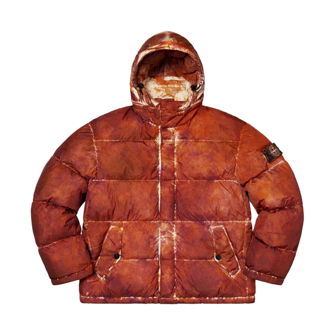 슈프림 x 스톤 아일랜드 페인티드 카모 크링클 다운 자켓 코랄 - 20FW