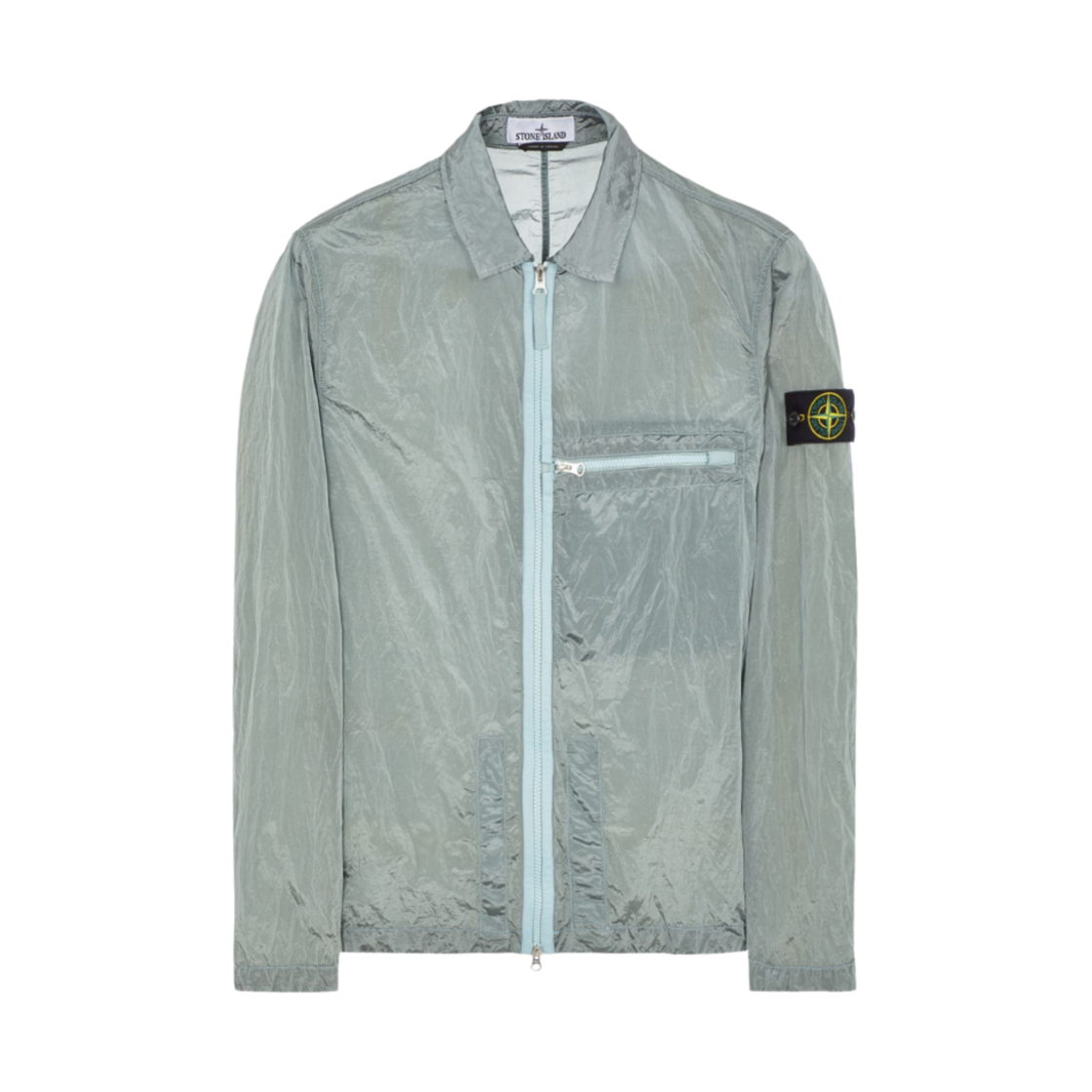 스톤 아일랜드 10919 나일론 메탈 에코닐 재생 나일론 오버셔츠 스카이 블루 - 23SS(Stone Island 10919 Nylon Metal in Econyl Regenerated Nylon Overshirt Sky Blue - 23SS)