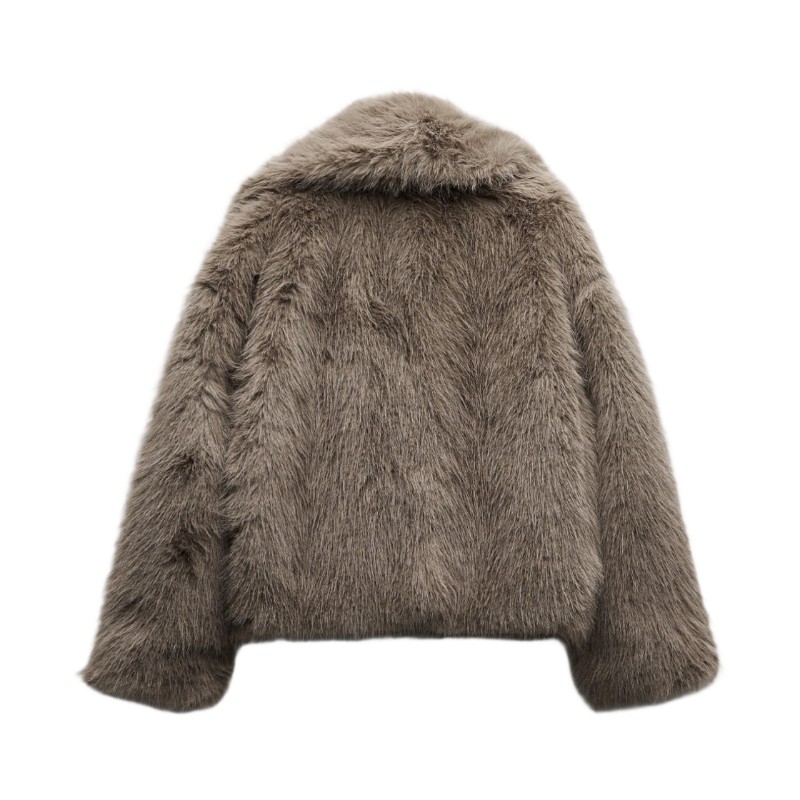 (W) 자라 숏 포우 퍼 코트 브라운 토프((W) Zara Short Faux Fur Coat Brown Taupe) - 2
