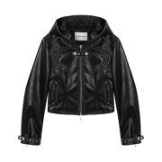 Vacant Archive Hanco Leather Hoodie Jacket Black