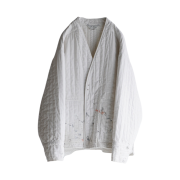 Ancellm Padded Quilting Collarless Jacket White