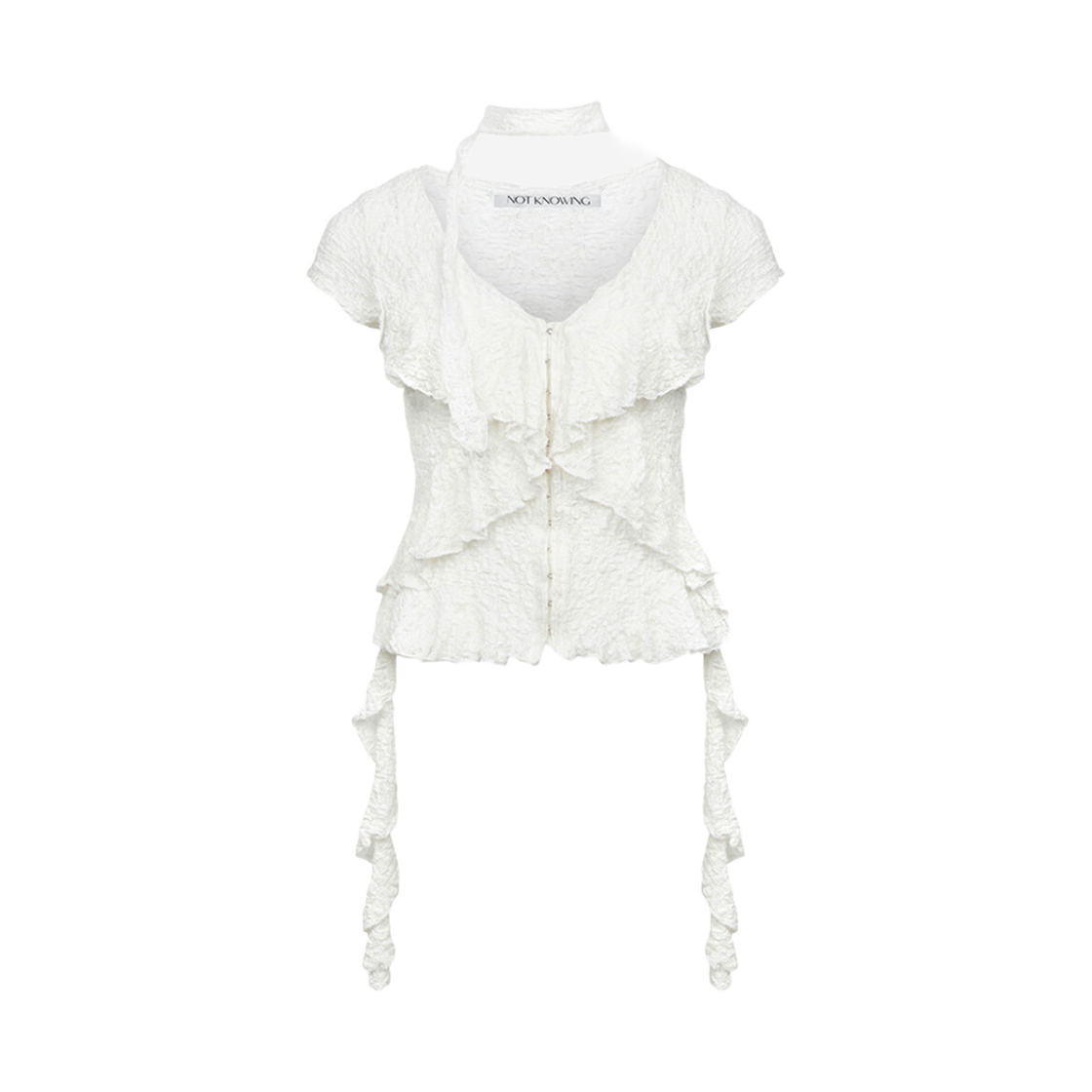 NK4HHS03-1 Notknowing Grunge Ruffle Blouse White