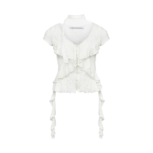 NK4HHS03-1 Notknowing Grunge Ruffle Blouse White