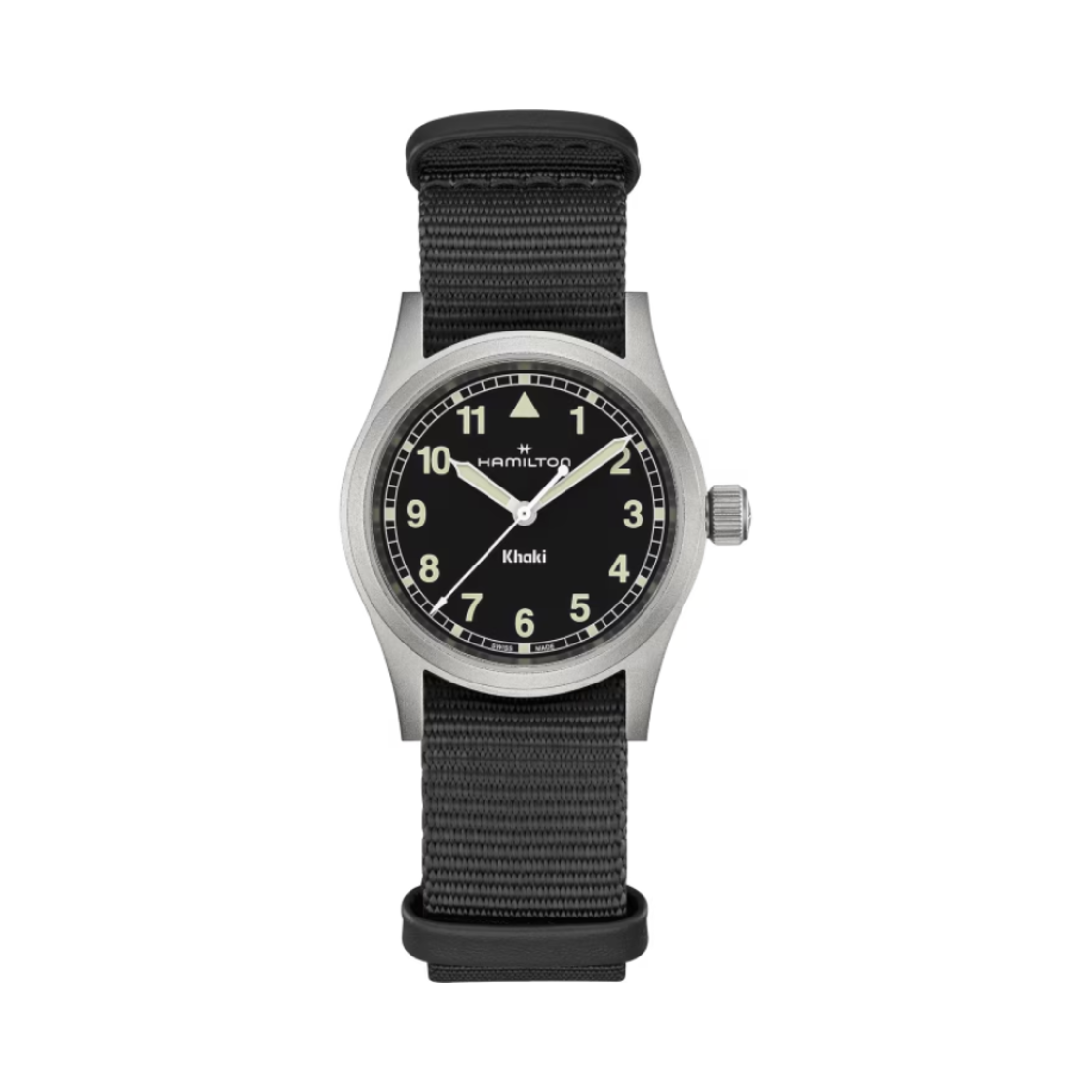H69301430 Hamilton Khaki Field Quartz 33mm Nato Strap Black Light Green