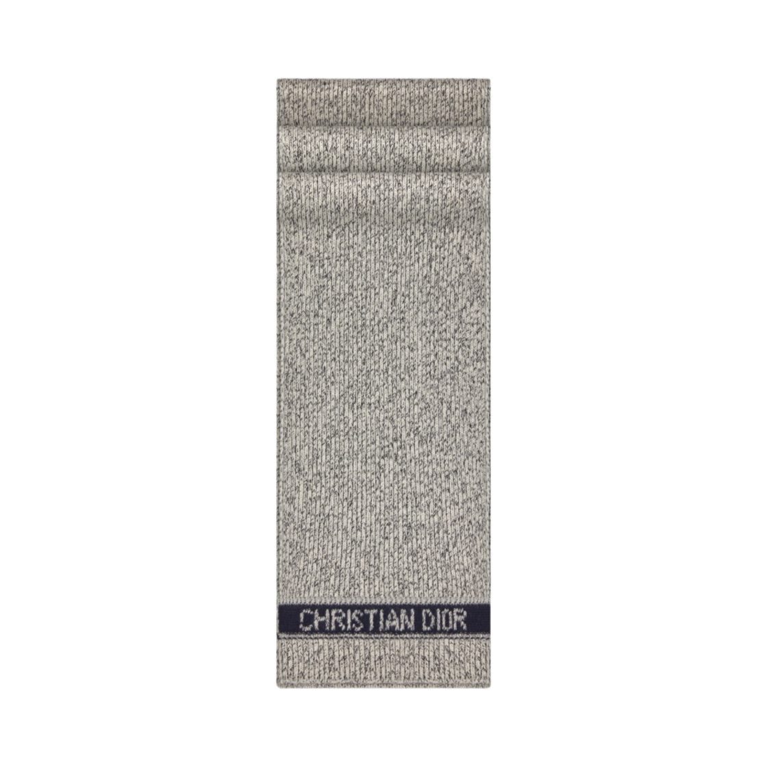 디올 D 화이트 머플러 에크루 네이비 블루 버진 울 캐시미어 니트(Dior D Virgin Wool Cashmere Knit Muffler White Ecru Navy Blue) - 1