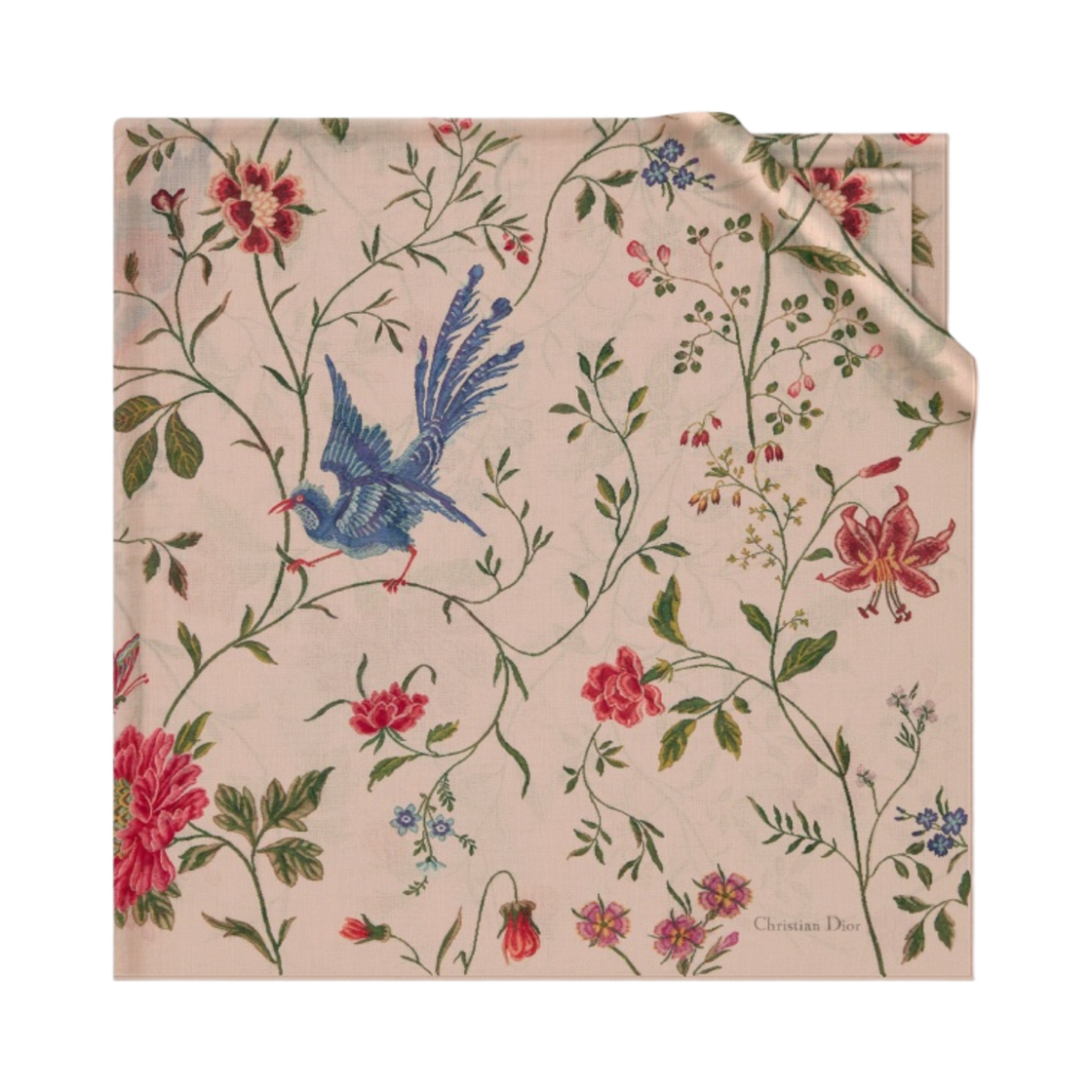 (W) 디올 D 밀레피오리 70 스퀘어 스카프 스카이 블루 실크 트윌((W) Dior D Millefiori 70 Square Scarf Sky Blue Silk Twill) - 2