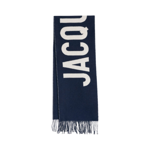 Jacquemus Lecharpe Fringe Logo Scarf Navy