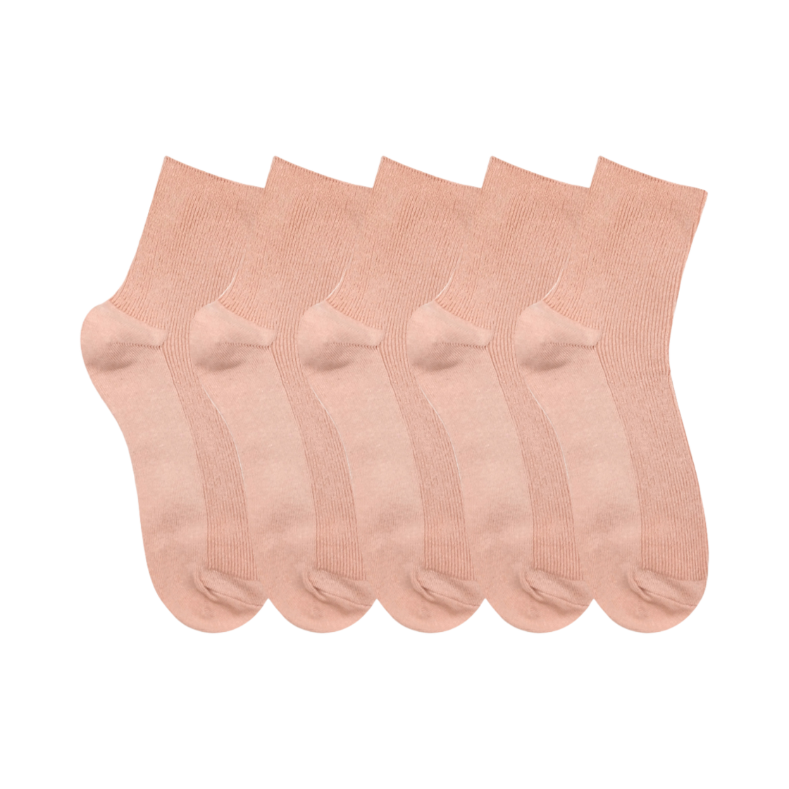 A-PK-PK_N-M (W) Aone Premium Knit Mini Socks 5-Pack Pink