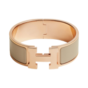 (W) Hermes Clic Clac H Bracelet Rose Gold & Marron Glace