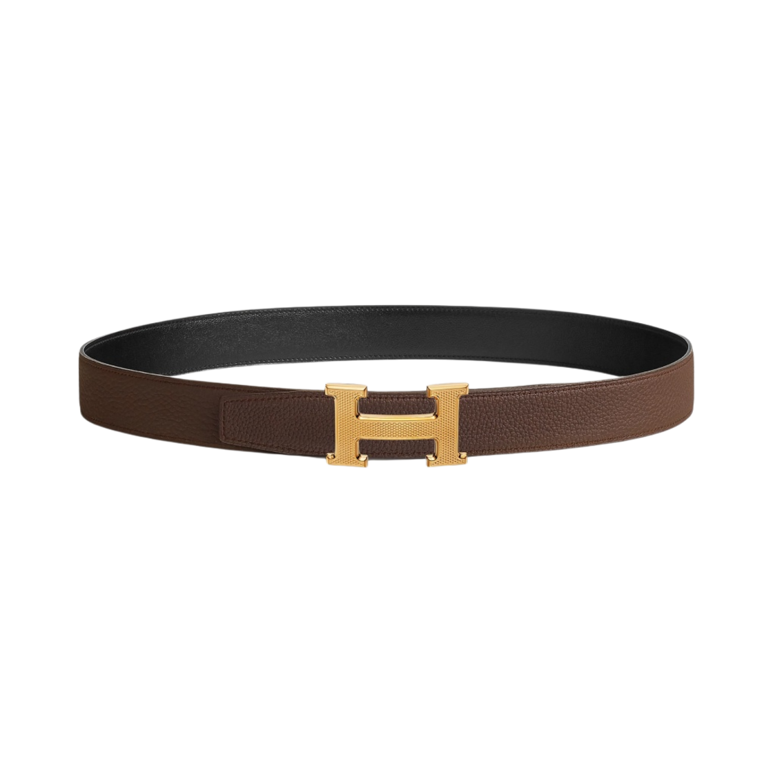 에르메스 H 길로쉬 벨트 버클 & 리버서블 레더 스트랩 박스 135 토고 32mm & 골드 하드웨어 누아 쇼꼴라(Hermes H Guillochee Belt Buckle & Reversible Leather Strap Box 135 Togo 32mm & Gold Noir Chocolate) - 2