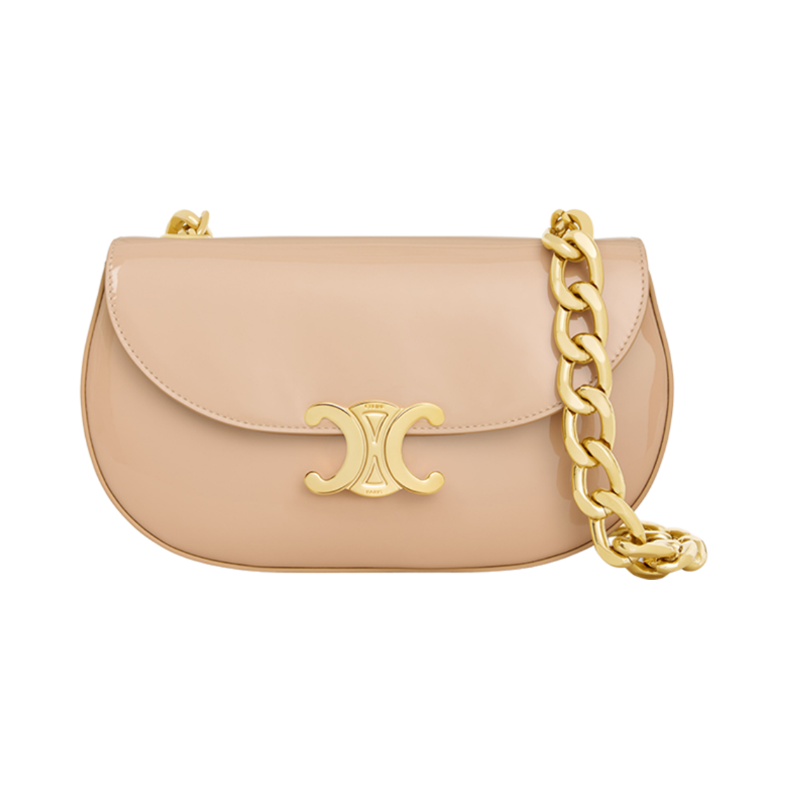 118423GAH-02EU Celine Chain Besace Talulah in Patent Calfskin Oat Beige