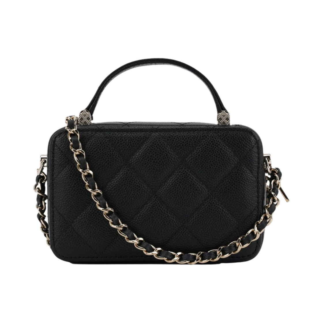 샤넬 체인 코스메틱 케이스 그레인드 샤이니 카프스킨 & 골드 메탈 블랙(Chanel Vanity With Chain Grained Shiny Calfskin & Gold Black) - 2