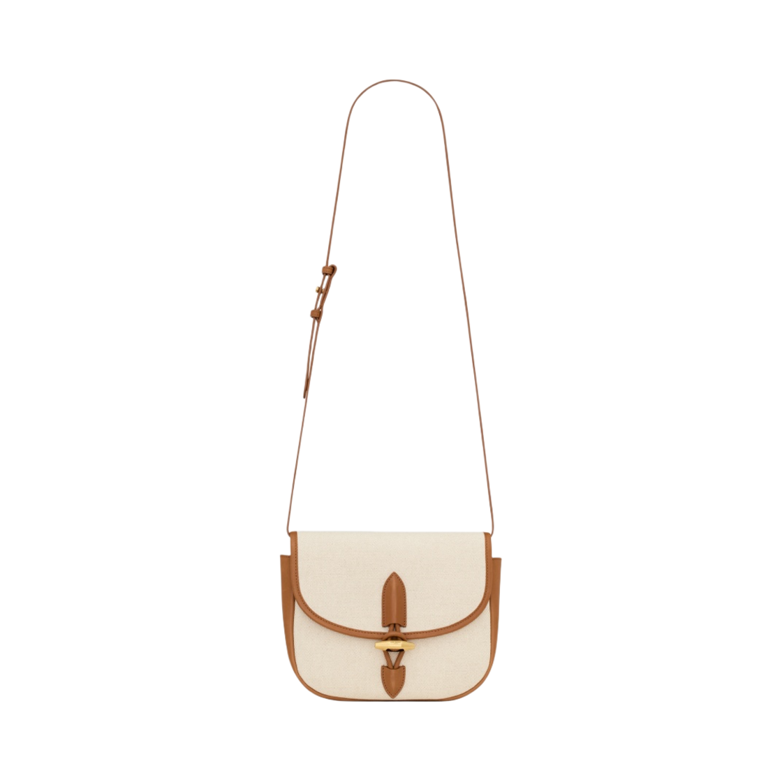 생로랑 르 카반 사첼 캔버스 앤 베지터블 탠 레더 그레지 브릭(Saint Laurent Le Caban Satchel in Canvas and Vegetable-Tanned Leather Grege Brick) - 1