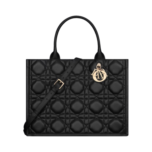 Dior Medium Book Tote Macrocannage Calf Skin Black