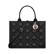 Dior Medium Book Tote Macrocannage Calf Skin Black