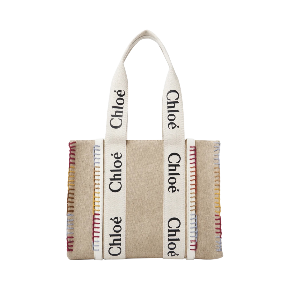 끌로에 우디 미디움 토트백 화이트 멀티컬러
